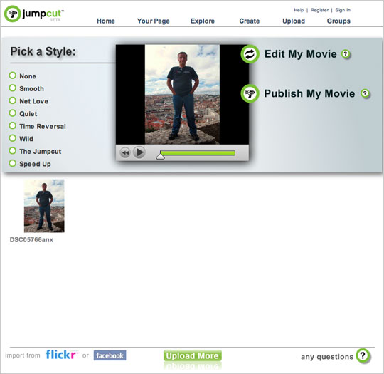 Jumpcut, étape 3 : Choisir un style pour votre film.