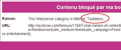 Filtrage de AcidCow par Websense Filtrage de AcidCow par Websense